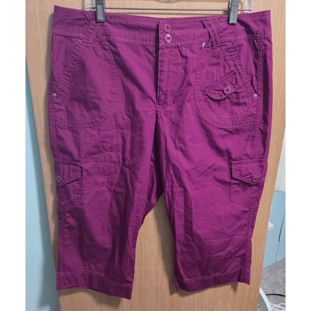 Gloriaā Vanderbilt Womens 14P Magenta Purple Cargo Capri Pants Cotton Crop Short